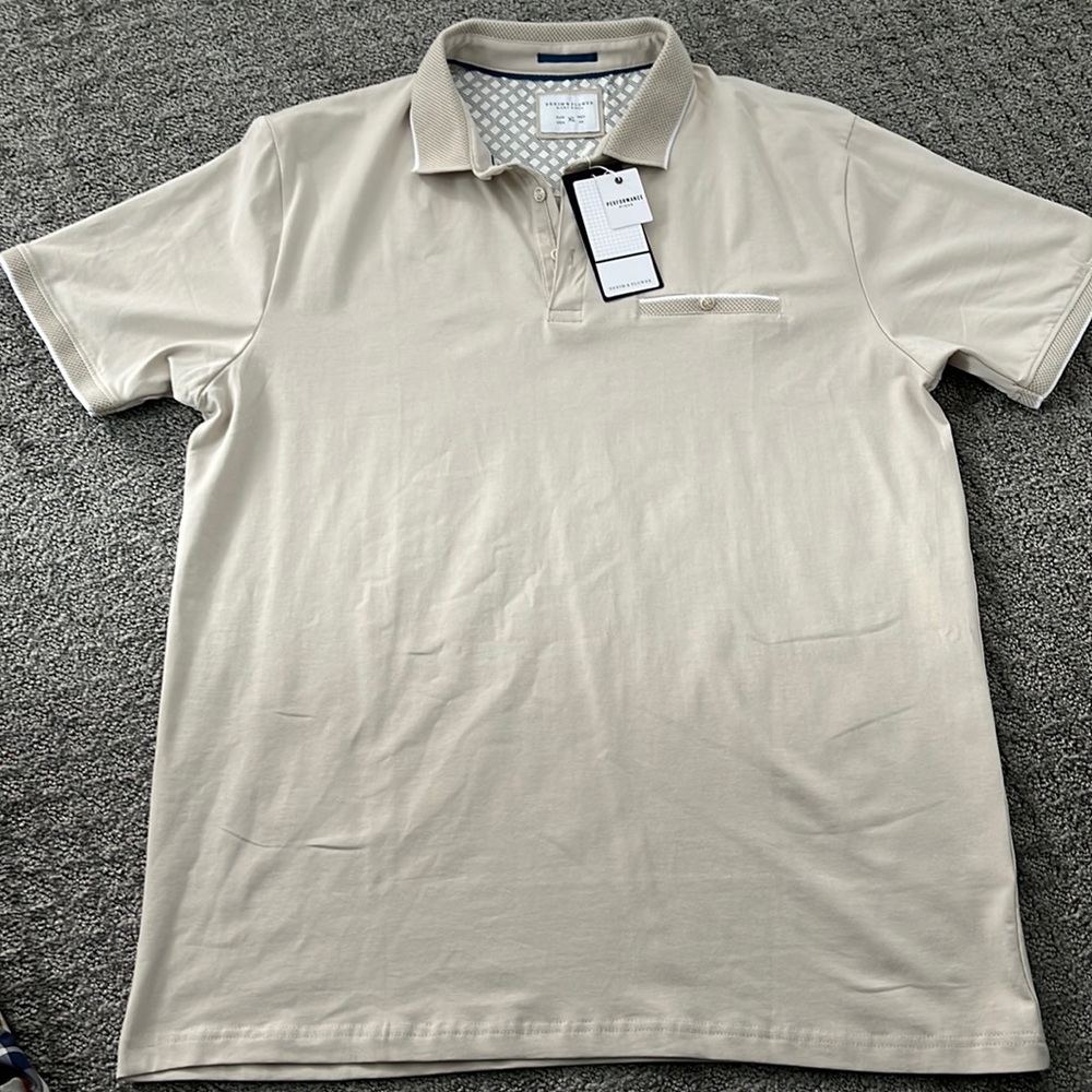 Men’s XL Denim & Flower Stretch Polo